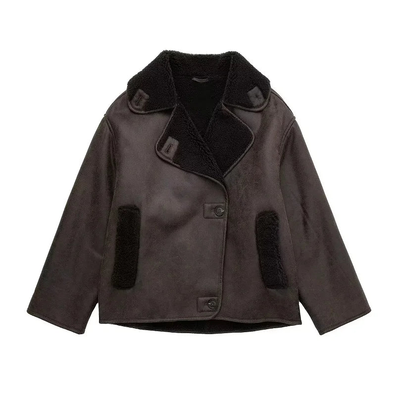 Women’s Oversized Faux Leather Bomber Jacket