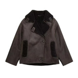 Women’s Oversized Faux Leather Bomber Jacket