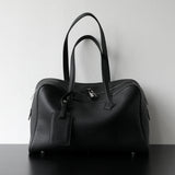 Premium First Layer Cowhide Boston Genuine Leather Women's Bag Simple Large Capacity Bowling Armpit Bag Portable Messenger Bag