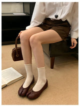 Spring Split Toe Women Ballet Flats Fashion Tabi Shoes Causal Slip On Loafer Ladies Pleated Leather Espadrilles Zapatillas Mujer
