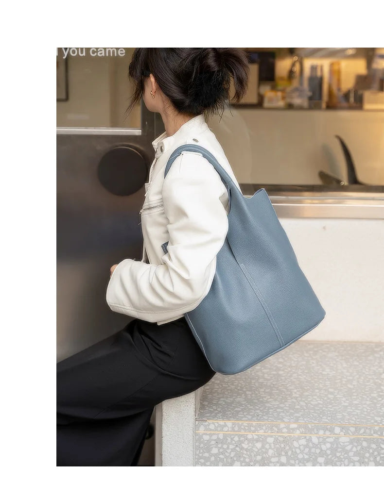 Luxury Soft Leather Bucket Bag | Large Women’s Shoulder Bag