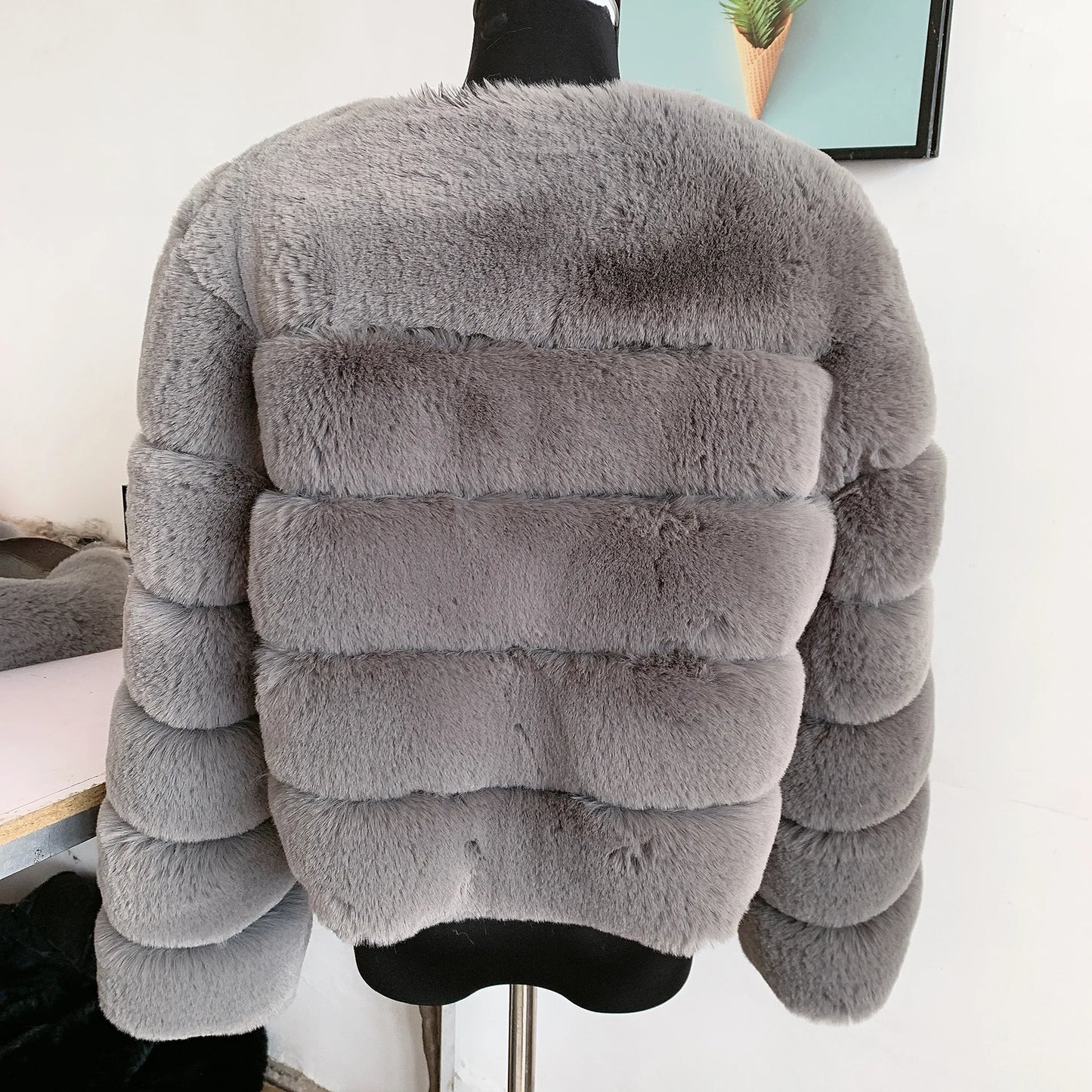 Elegant Winter Faux Fox Fur Crop Jacket