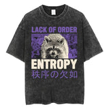 The Horrors Are Never Ending Yet I Remain Silly T-shirt Funny Japanese Style Frog Retro Washed T Shirt Men's Oversized Tees Tops