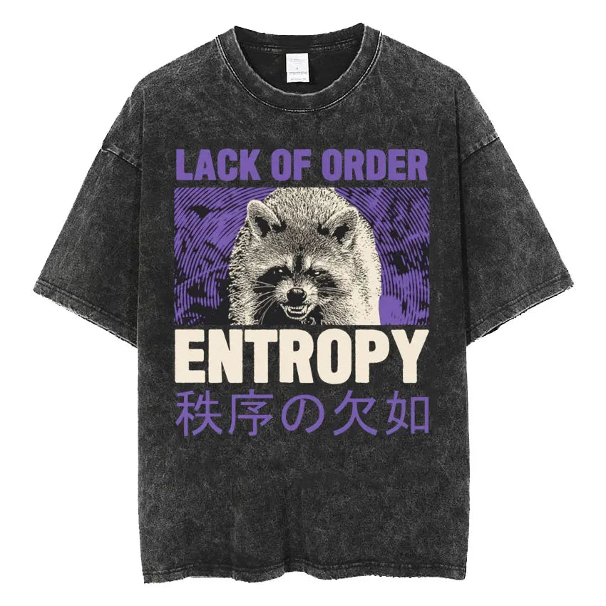 The Horrors Are Never Ending Yet I Remain Silly T-shirt Funny Japanese Style Frog Retro Washed T Shirt Men's Oversized Tees Tops