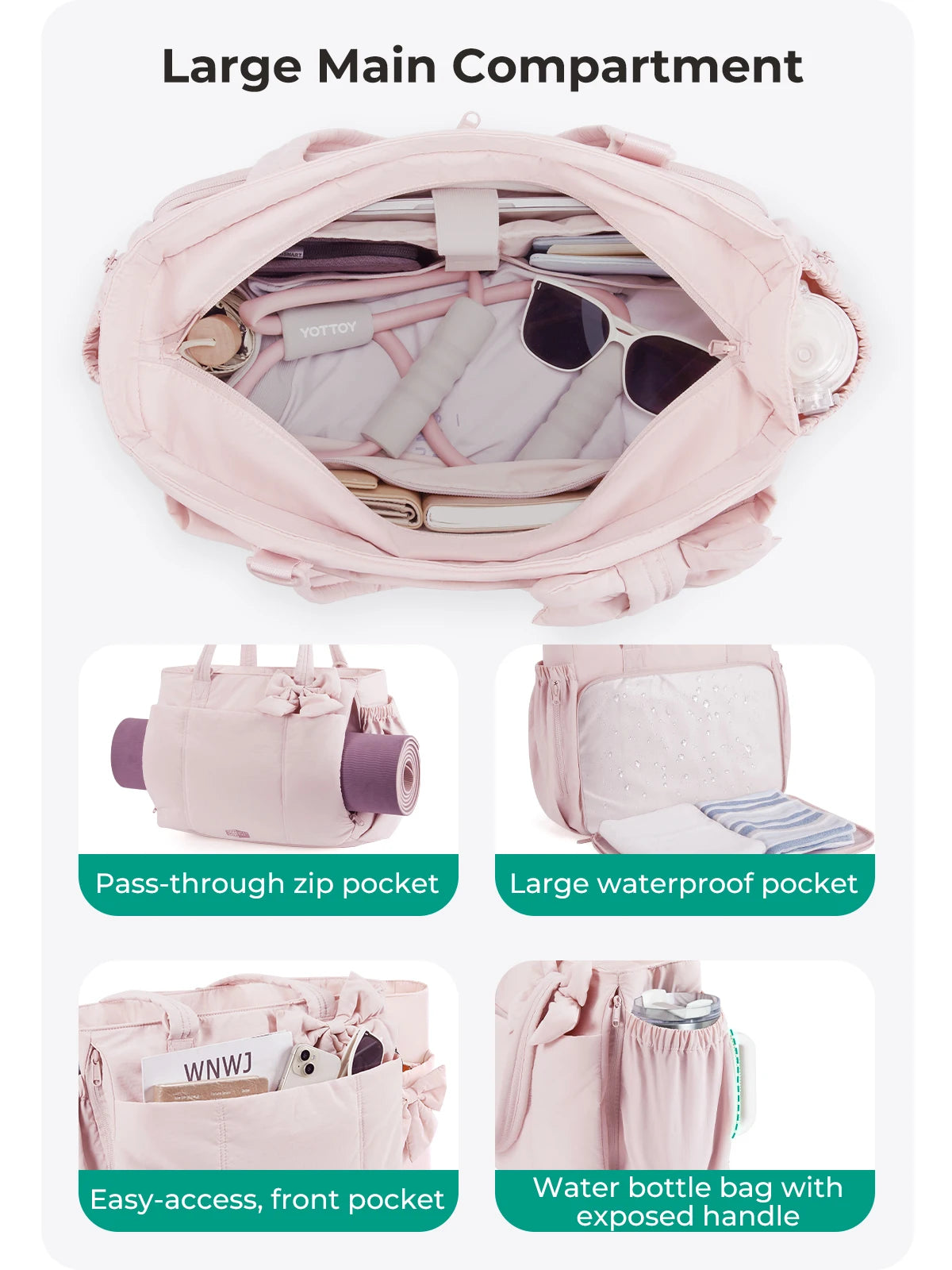 Women's Large Capacity Multi-Pocket Tote Shoulder Bag