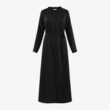 Elegant Ruffled-Neck Satin Dress