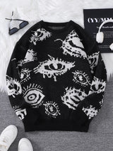 Men's Abstract Eye Jacquard Knit Sweater