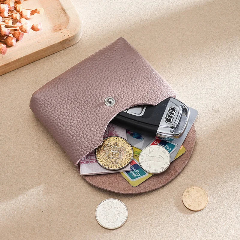 Custom Letters Fashion Women Short Wallet Genuine Leather Double Wallet Small Coin Purse Mini Credit Card Holder Key Storage Bag