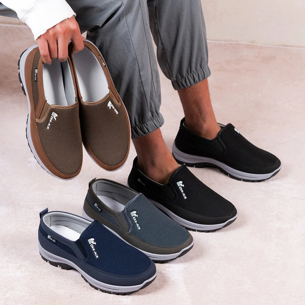 LEDP Men's Canvas Slip-On Loafers — Breathable, Non-Slip, Lightweight