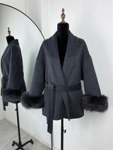Fox Fur Trim Wool Overcoat