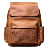 LUOKIR High Quality Genuine Leather Backpack Vintage Crazy Horse Cowhide Luxury School Bag Computer Knapsack For 15 Inch Laptop