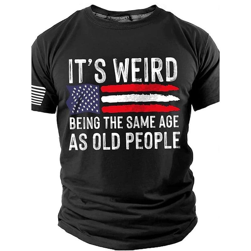 Men's USA Retro Flag & 3D Skull T-Shirt
