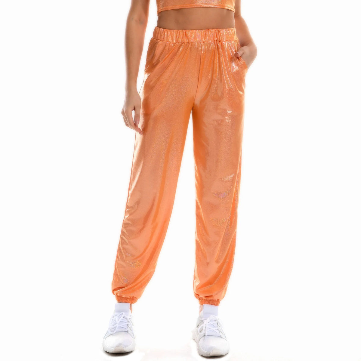 Women's Sparkly High-Waist Straight-Leg Pants