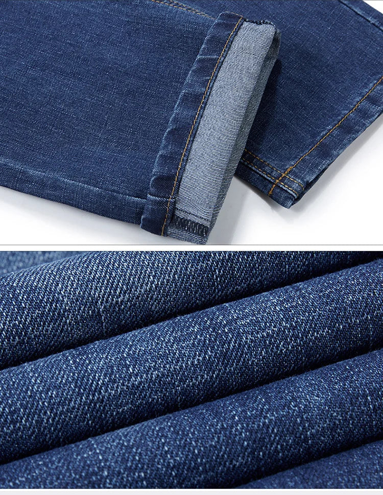 Plus Size Men's Jeans 10XL(160kg) Straight Leg Stretch Denim Pants For 160KG Heavyweight Blue/Black Big & Tall Casual Trousers