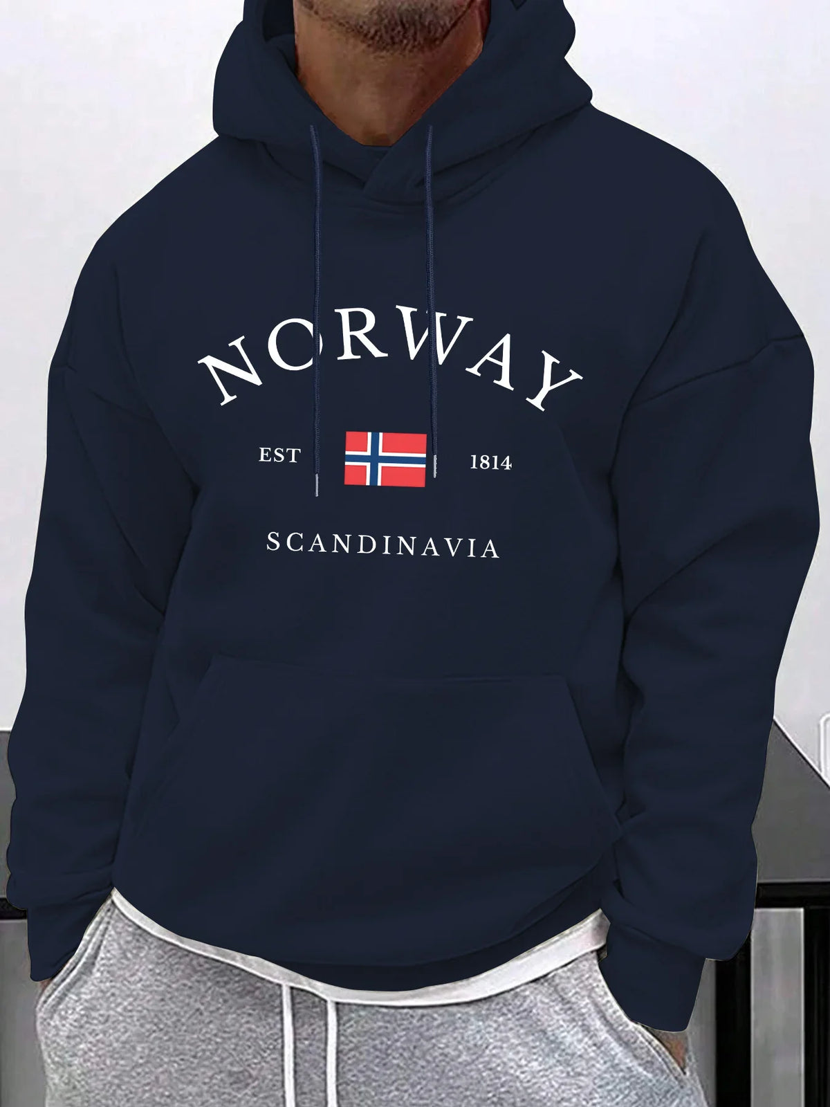 Men's Retro Print Pullover Hoodie