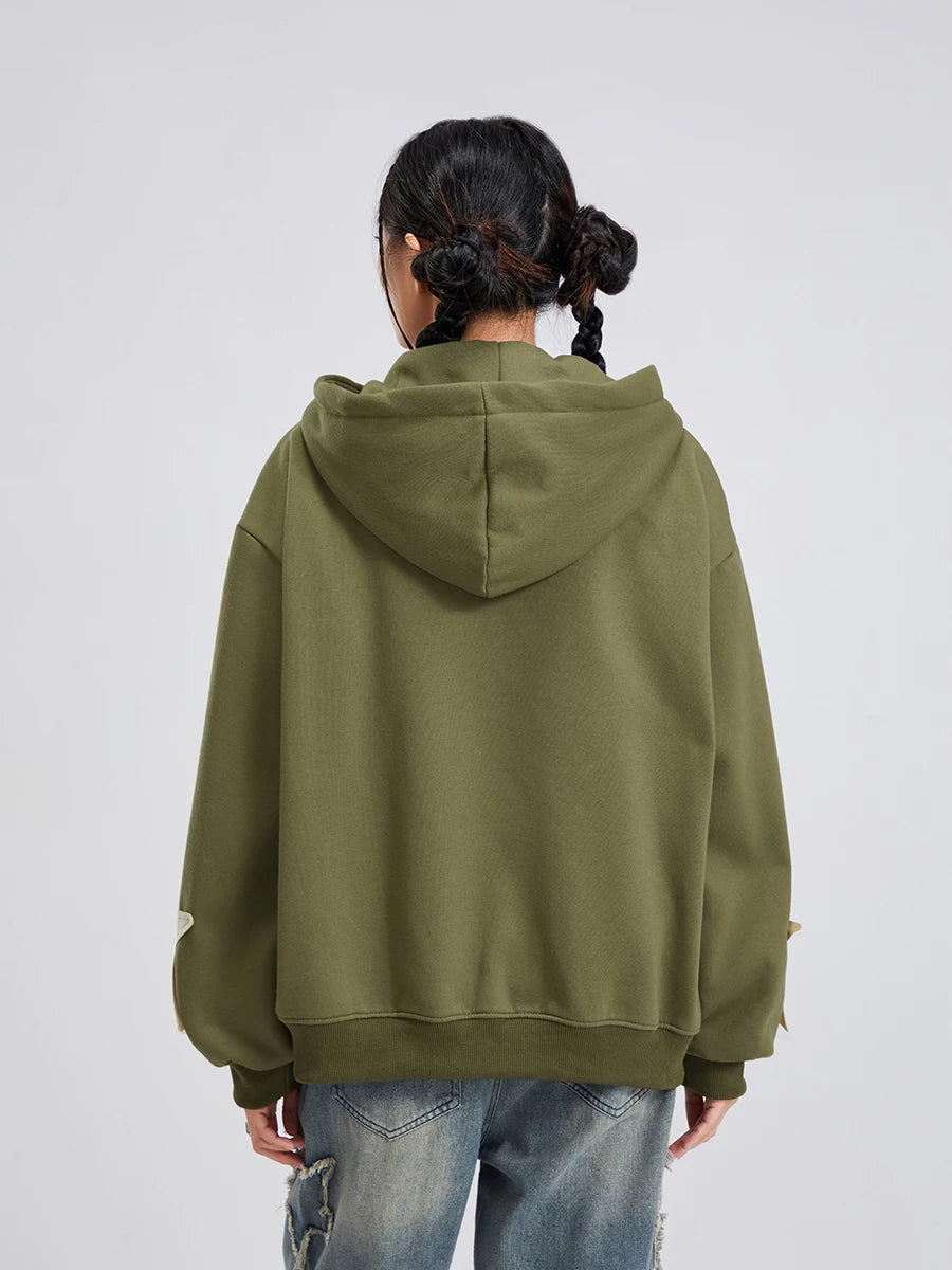 Women's Y2K Star Print Zip-Up Hoodie