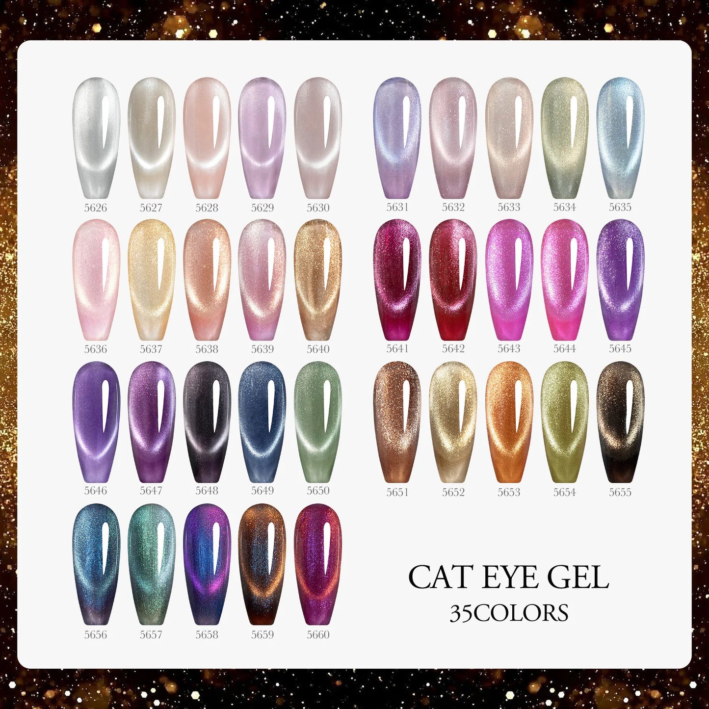 5pcs Venalisa Hema/TPO Free Cat Eye Nail Gel Polish Color Palette Kit Ultra Glitter Diamond Sparkle Soak Off UV LED Varnish Set