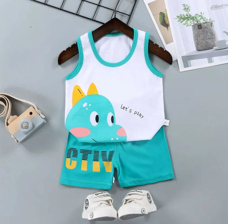Kids' Summer Cotton 2-Piece Vest Set