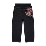 Y2K Harajuku Wide-Leg Jeans | Vintage Plum Blossom Embroidery