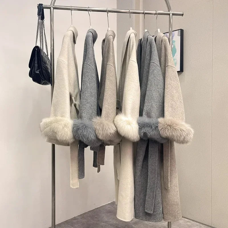 Double-Sided Wool & Fox Fur Jacket