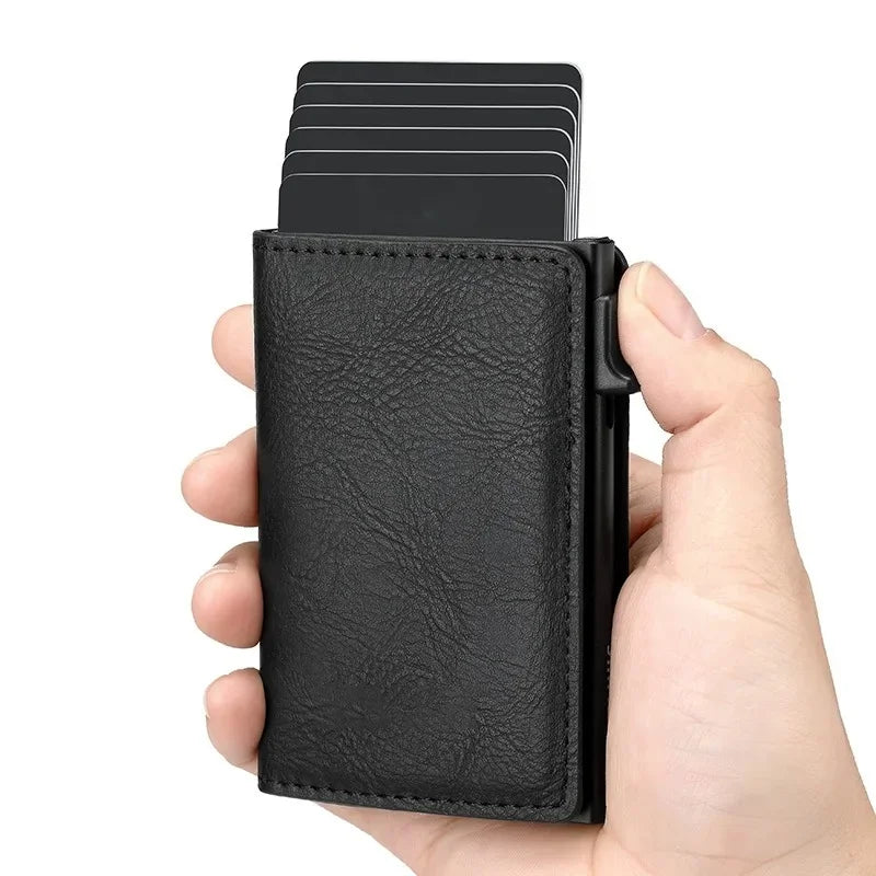 Unisex ANTI RFID Blocking Aluminum Pop-Up Card Holder Multi-Functional Designer Bank ID Card Wallet Business Purse for Men Women