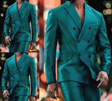 Shiny Double-Breasted Men's Suit Set – Jacket & Pants