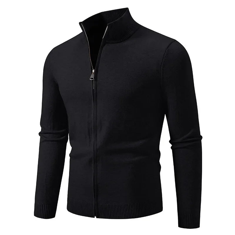 Slim Fit Zipper Cardigan – Premium USA-Made Knit Sweater