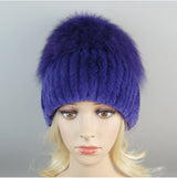 Women's Luxury Rex Rabbit & Fox Fur Beanie Hat