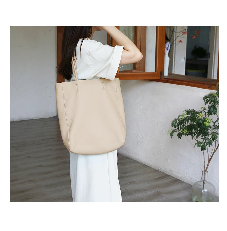 Bag Women 2022 New Summer Genuine Leather Tote Female Casual Fashion Simple Underarm Shoulder Bag Large Capacity Shopper Handbag