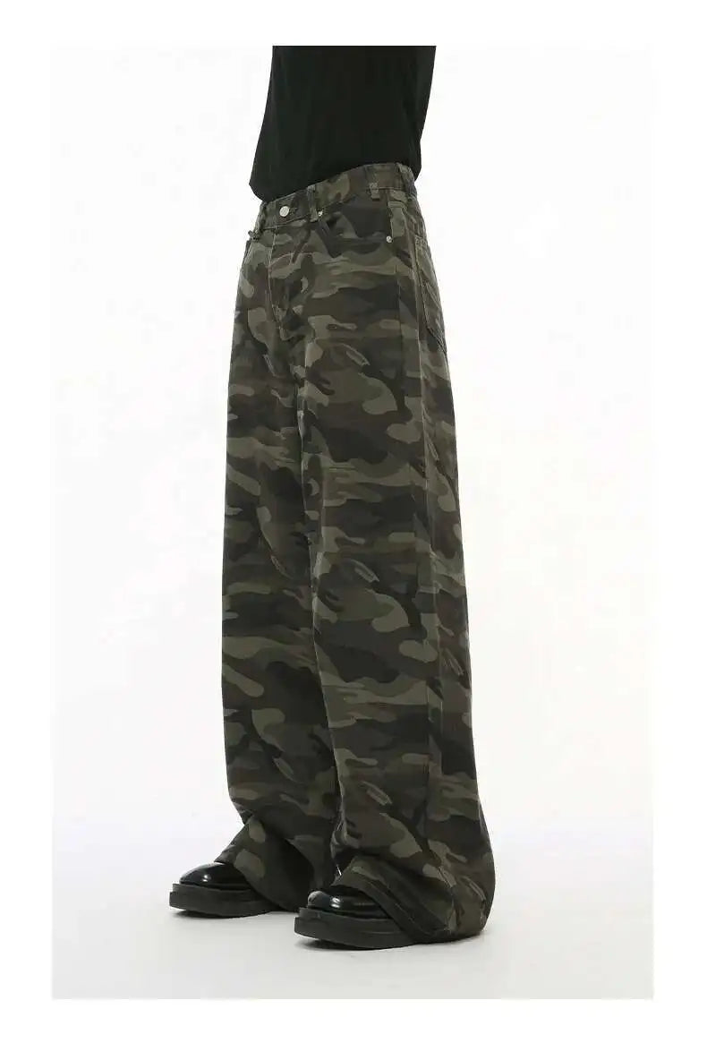 Vintage Camouflage Wide-Leg Men's Jeans