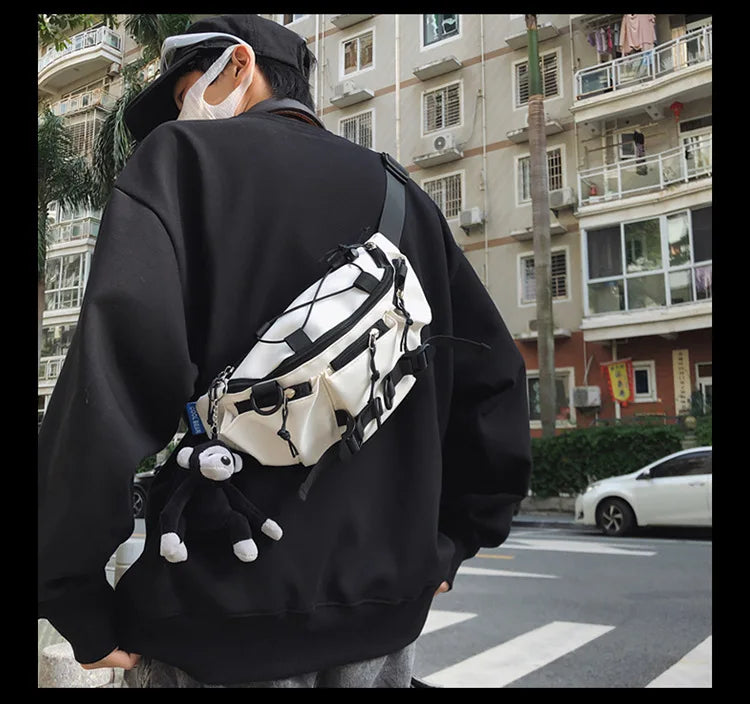 2024 Techwear Style Punk Hip Hop Single Shoulder Crossbody Bag Men Women Street Vintage Chest Bag Casual Sport Fanny Pack