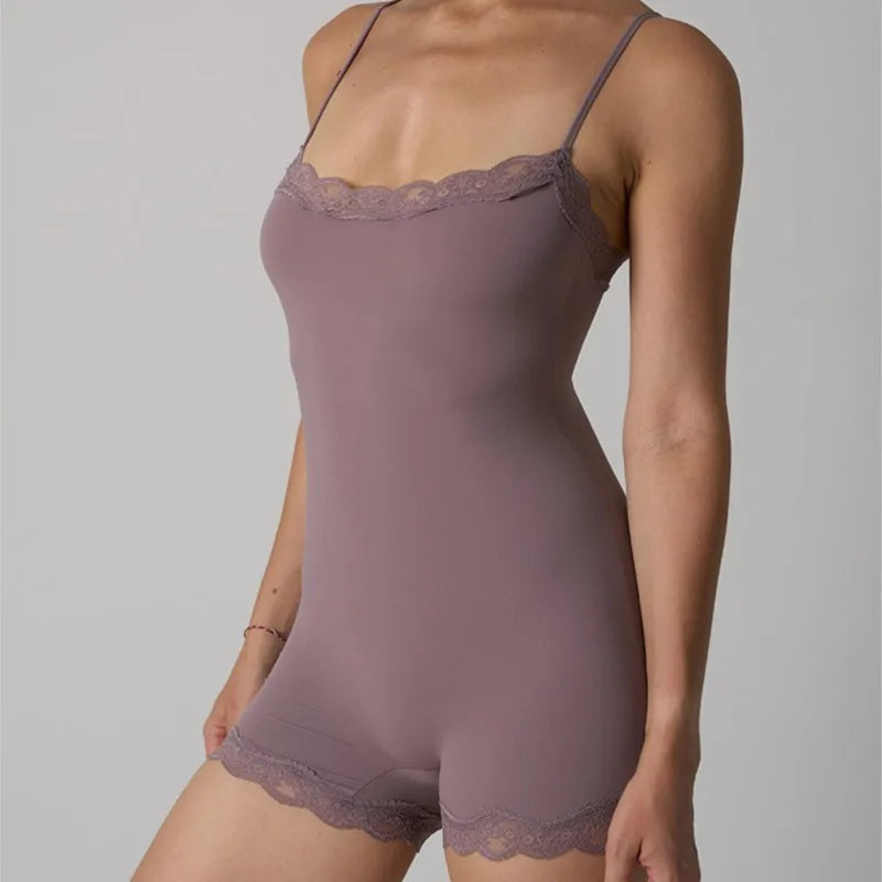Lace Patchwork Fitness Bodysuit
