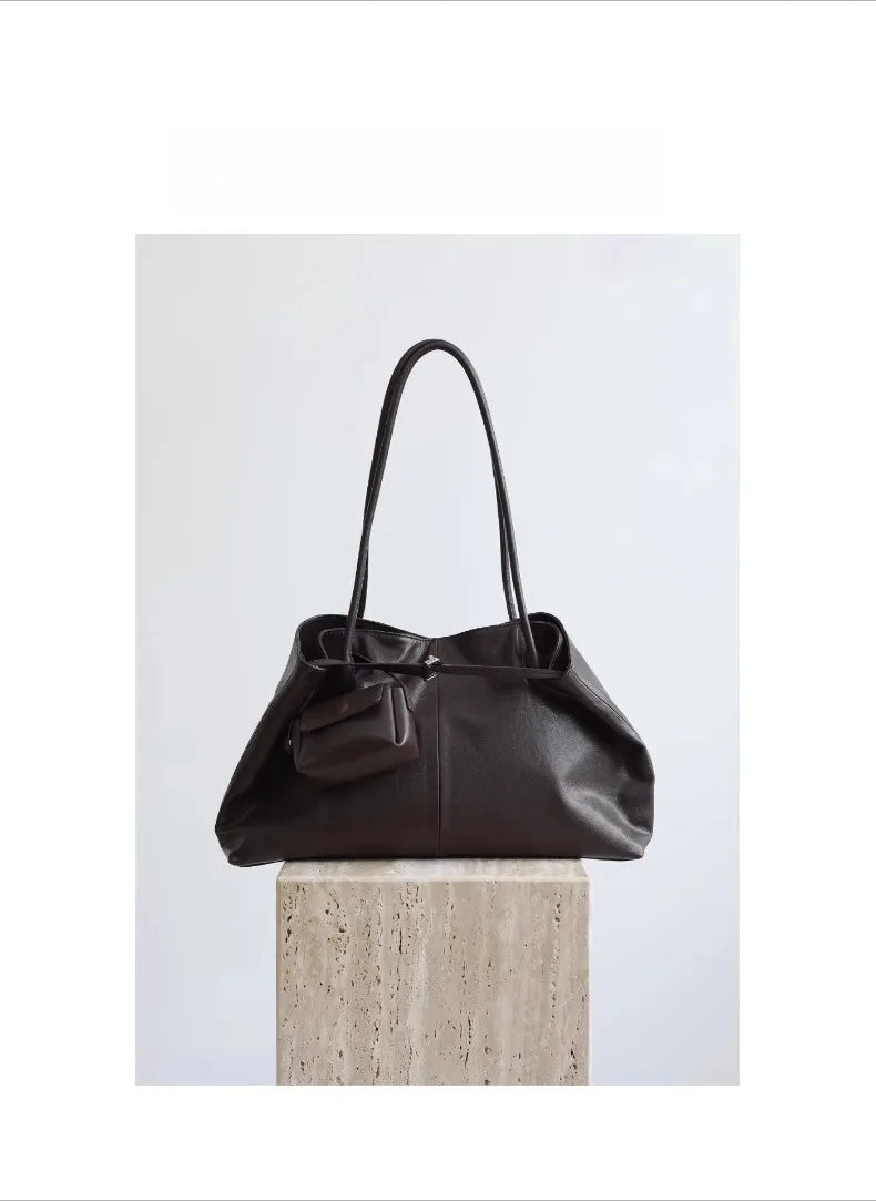 Motingsome Oversized Natural Leather Woman Bags 2025 New Fashion Handbag and Purses Large Capacity Commuter Bag Casual Tote