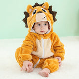 Animal Theme Flannel Baby Romper