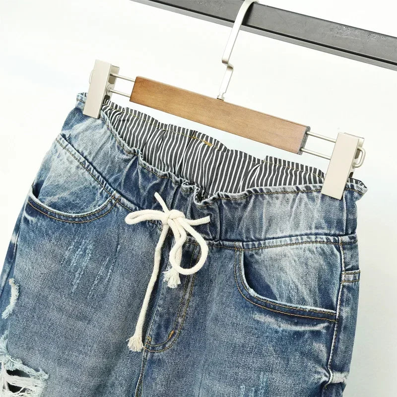 Women's Ripped High Waist Boyfriend Jeans – Plus Size