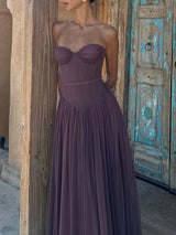 Bella Sequin Strapless Evening Gown | Ruched Bust & High Slit