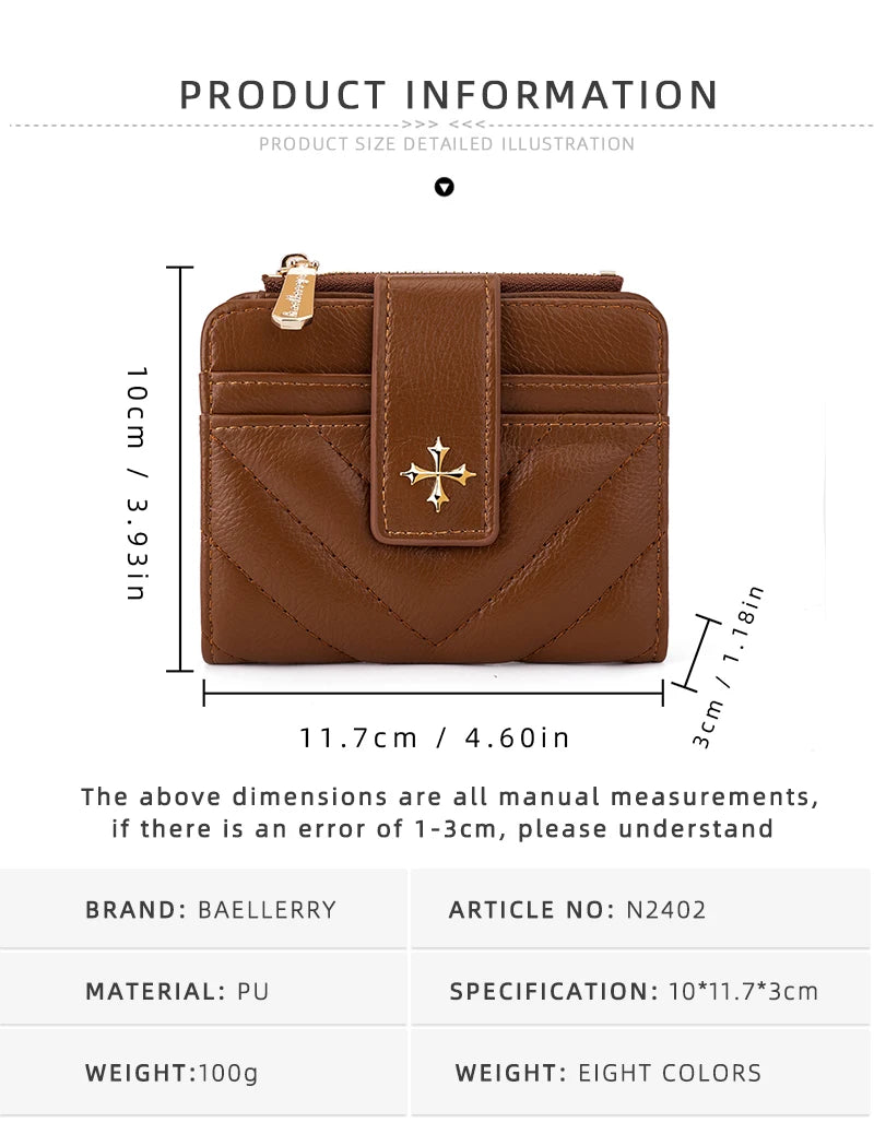 Baellerry New Short Simple Women Wallet High Quality Card Holder Buckle Zipper Coin Pocket Female Purses Small Women's Card Bag
