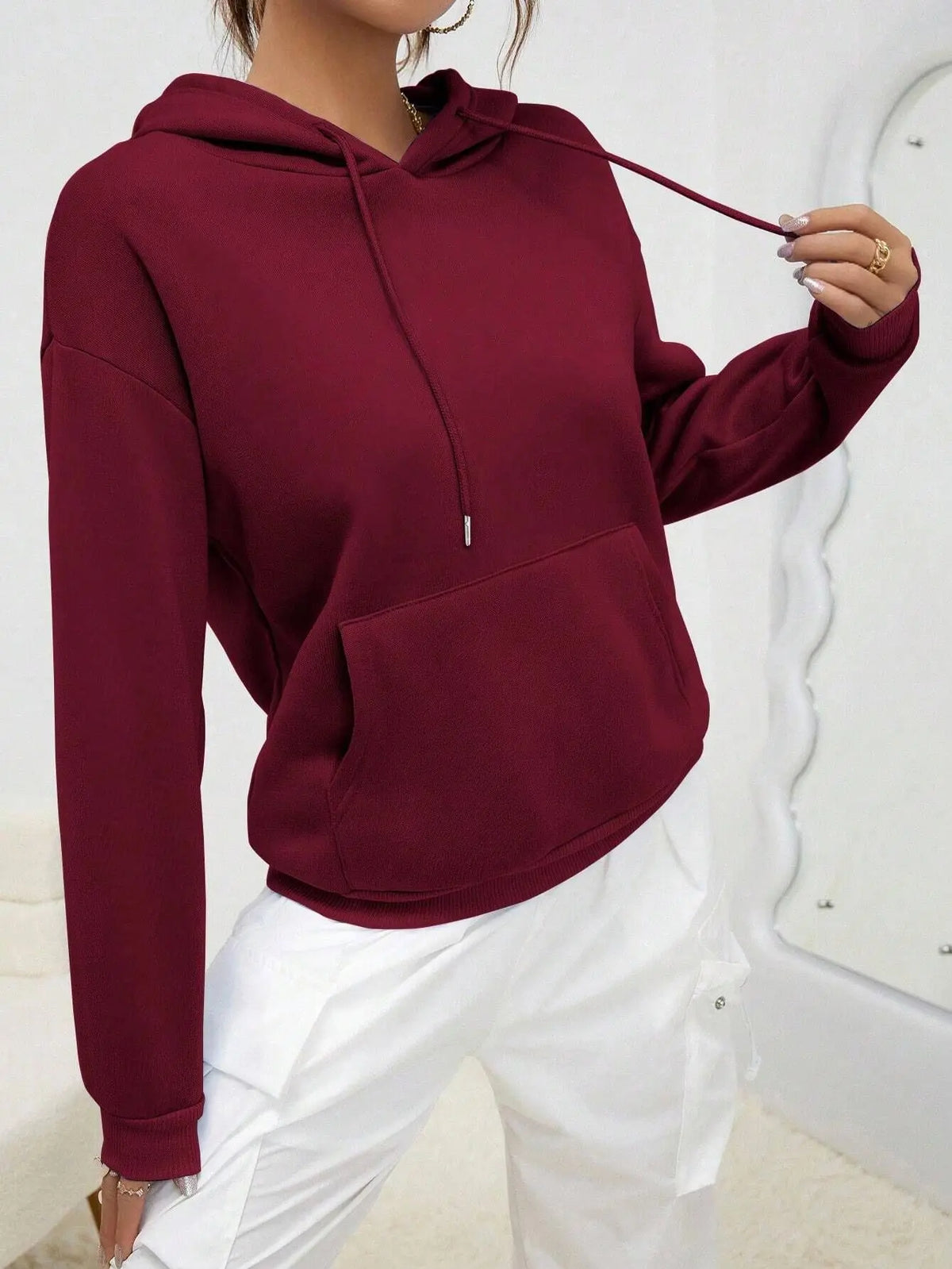 Essential Solid Color Fleece Hoodie