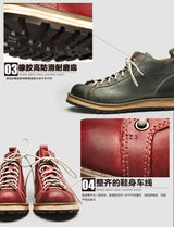 KOWM Hiking shoes men's walking boots British thick soled cowhide high top motorcycle boots ankle sneakers  casual trekking shoe