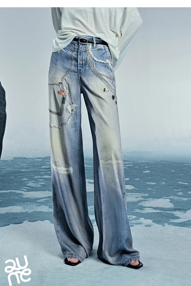 TOYOUTH Women Denim Jean 2025 Spring New Long Pants 8518053