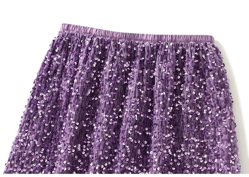 High Waisted Sequin Maxi Skirt Women Elegant Shiny Straight Skirts With Slit Summer Spring Black Long Sequin Skirt For Women
