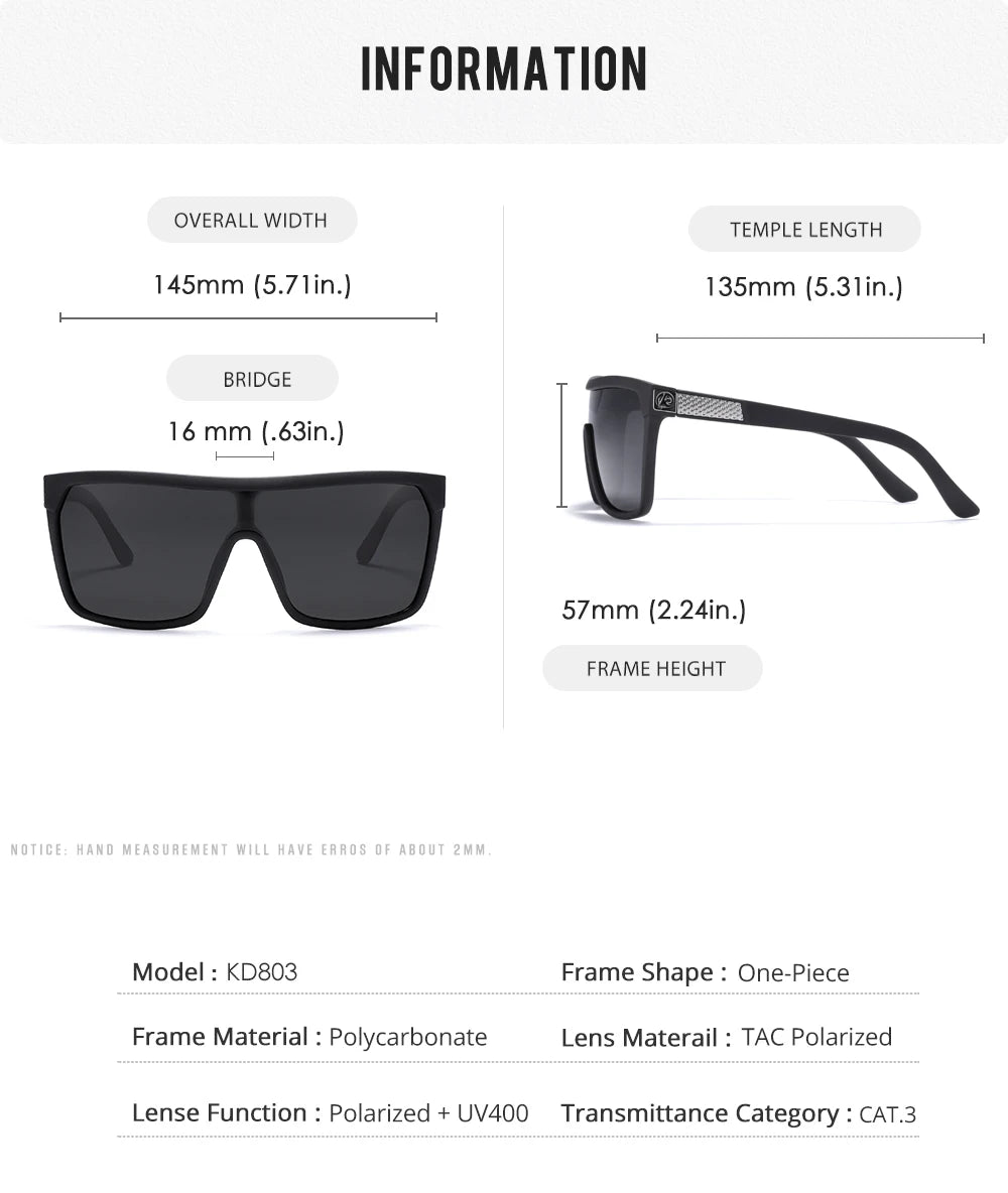 KDEAM One-piece Shape Men Sunglasses Polarized Elastic Paint Surface Sun Glasses Women Suitable Long-lasting Goggles Cat.3