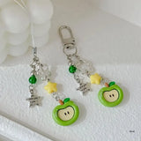 Elegant Phone Charm Lanyard Colorful Fruit Beaded Keychain Stylish Keyring Fashionable Bag Purse Pendant for Women Girls