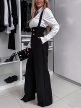 Retro Gold Double-Breasted Wide Leg Jumpsuit