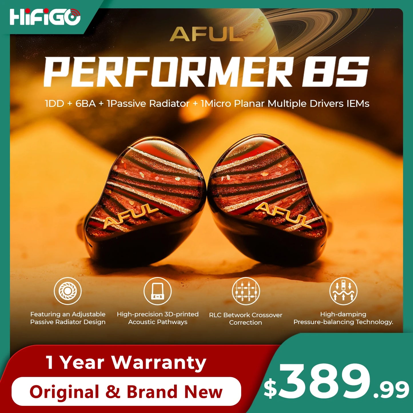 AFUL Performer 8S Hi-Fi IEM | 1DD+6BA+1PR+1 Planar