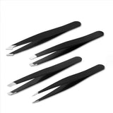 Professional 4-Piece Stainless Steel Tweezers Set with Travel Case - USA Origin