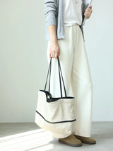 2024 Autumn Cotton And Linen Blend Material Tote Soft And Portable Shoulder Bags Women Casual Practical Bag