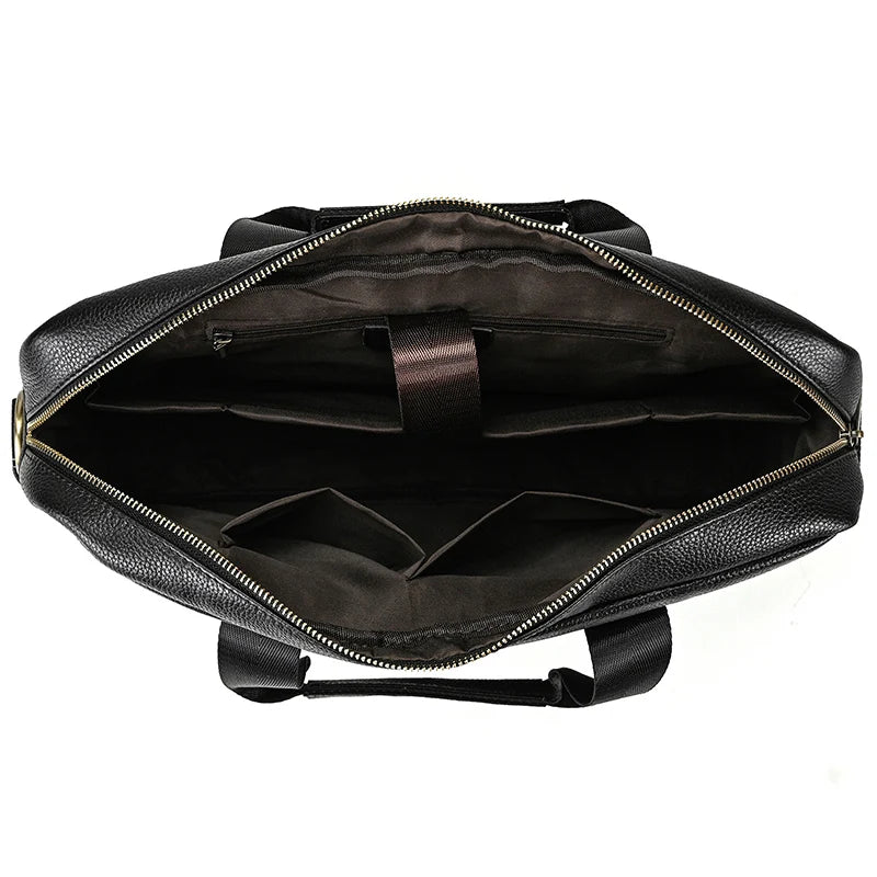 Genuine Leather Briefcase Bag for 15.6 inch laptop computer bag cowskin handbag for men male leather crossbody shoulder bag