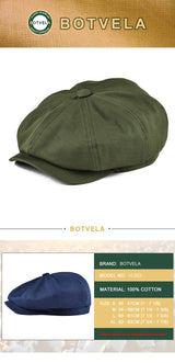 BOTVELA Newsboy Cap – Unisex Cotton Baker Boy Hat