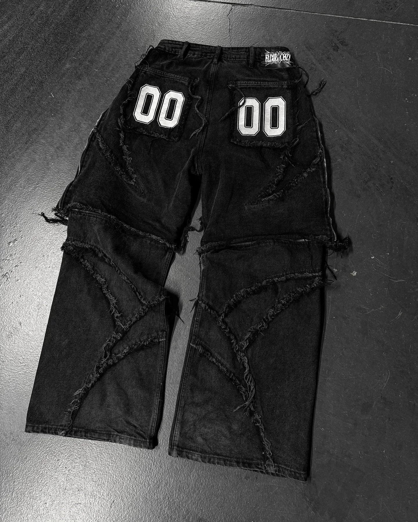 Y2K Patchwork Stripe Fur-Trim Jeans
